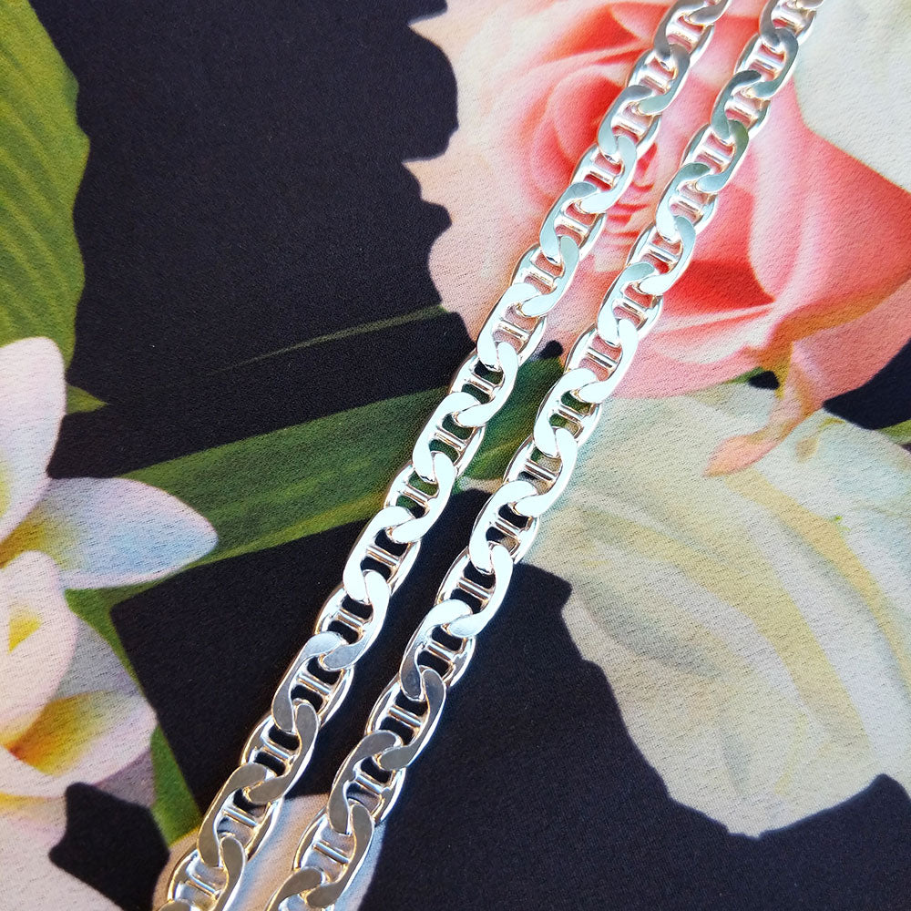 silver anchor link chain