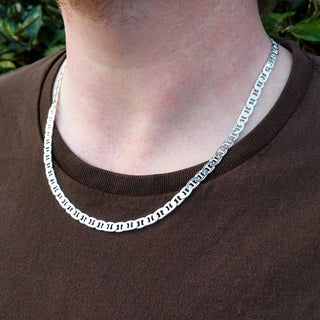 anchor chain on man's neck