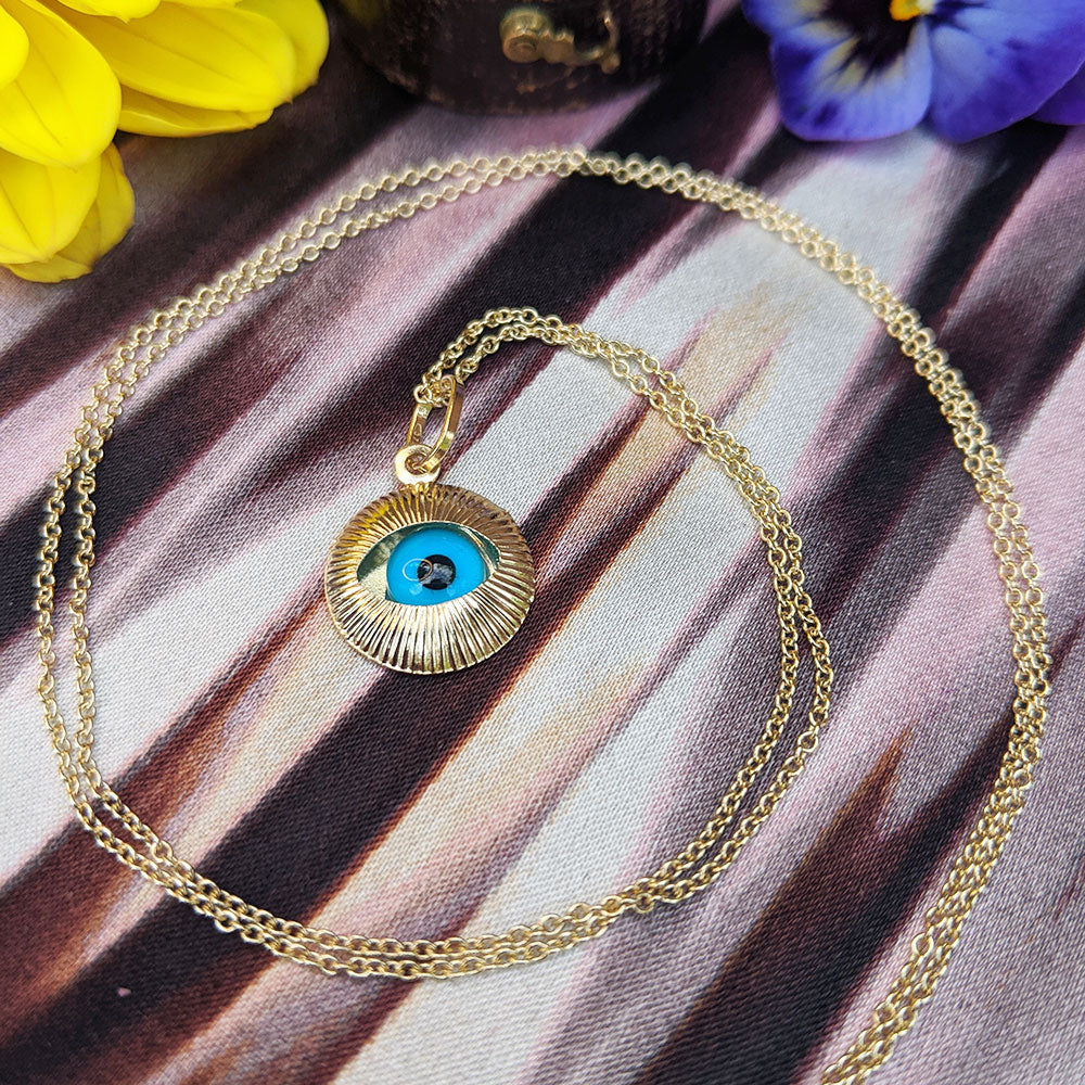 evil eye pendant on gold chain