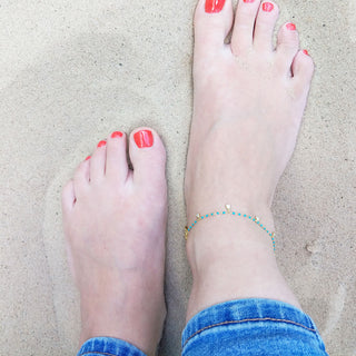 pretty blue and gold anklet