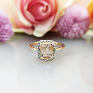 morganite diamond cluster ring