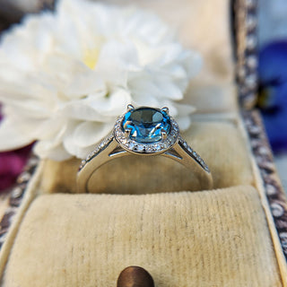 topaz cluster ring in white gold