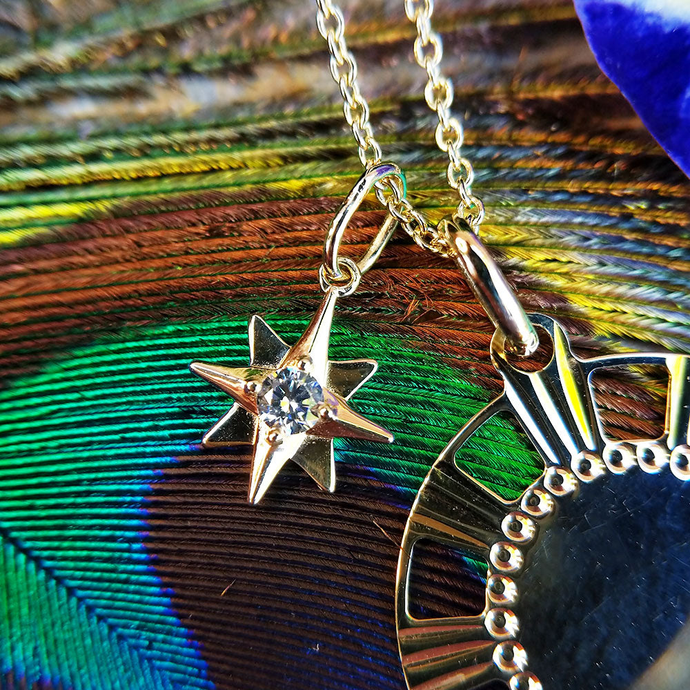 small star charm with cz stone
