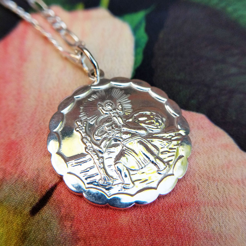 925 silver st christopher medal necklace