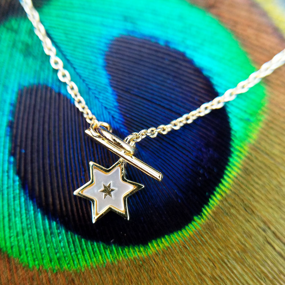 yellow gold star stacking necklace
