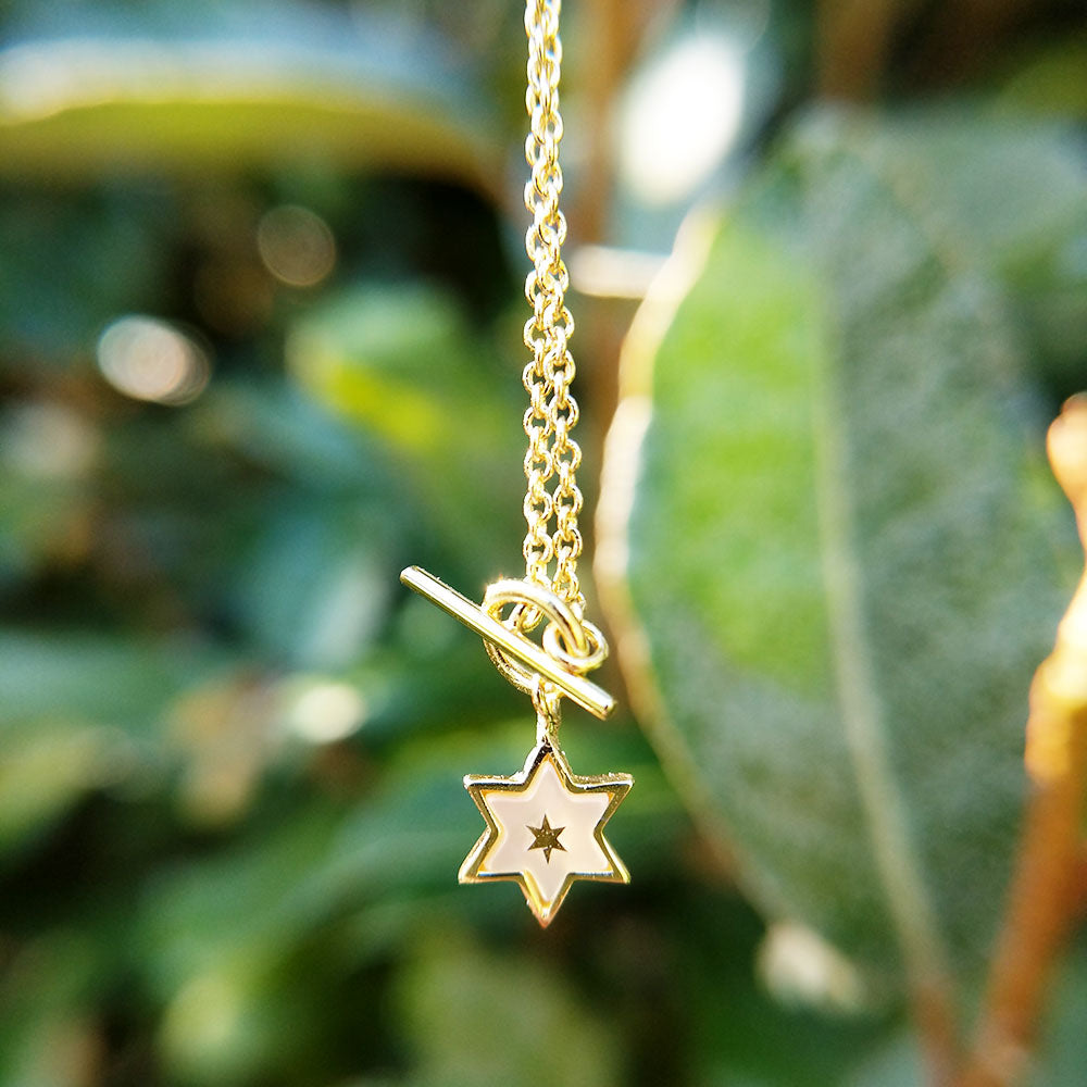 mother of pearl star charm necklace