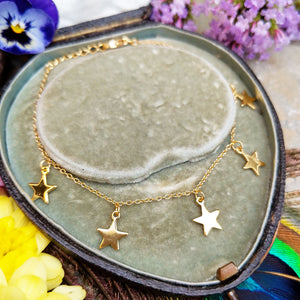 gold plated bracelet set with stars