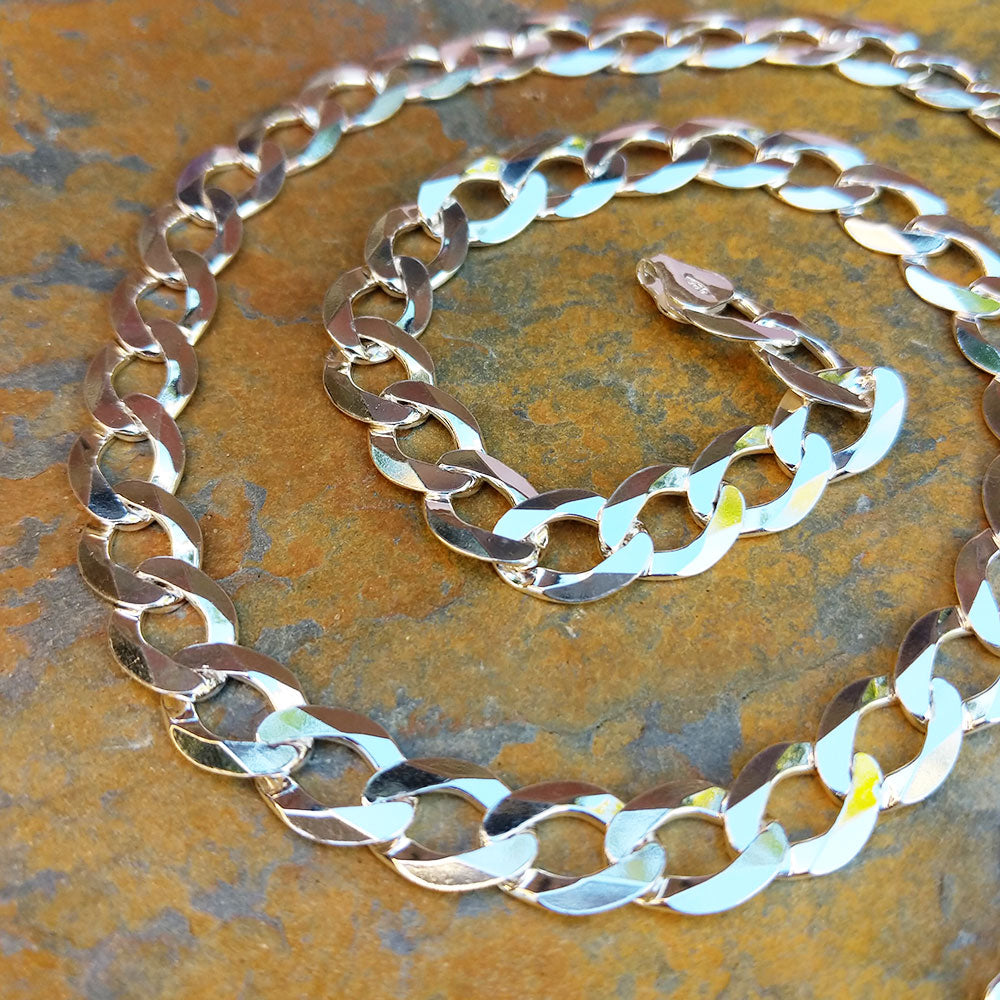 men's 22 24 inch silver curb chain