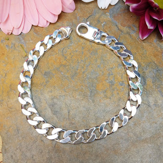 men's heavy silver curb bracelet