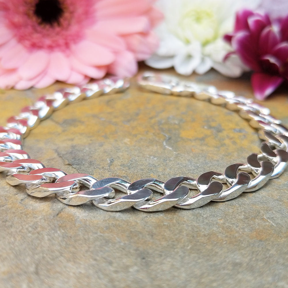 Men's 8mm Sterling Silver Curb Bracelet Inch - Main Image