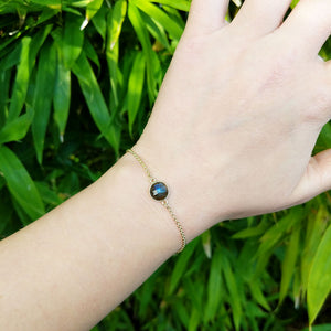 labradorite bracelet on wrist