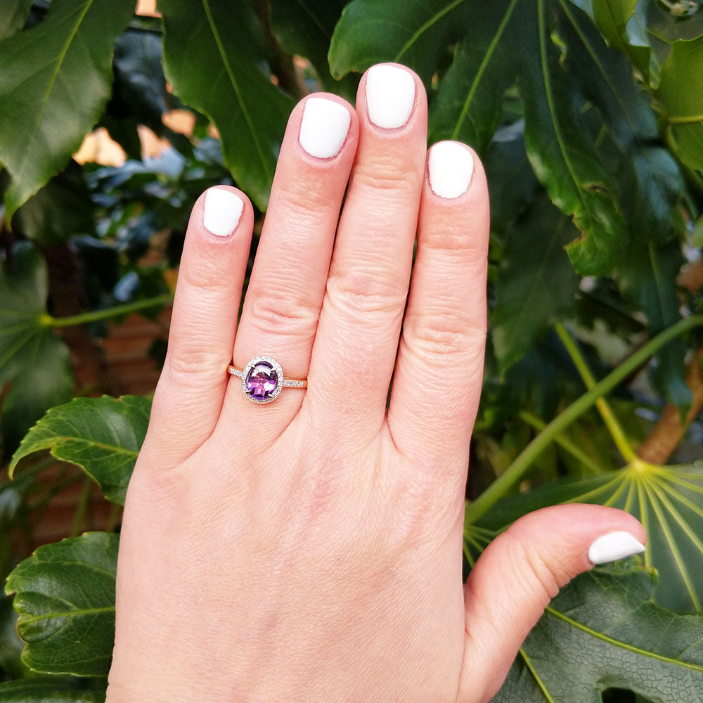 amethyst cluster ring with diamonds