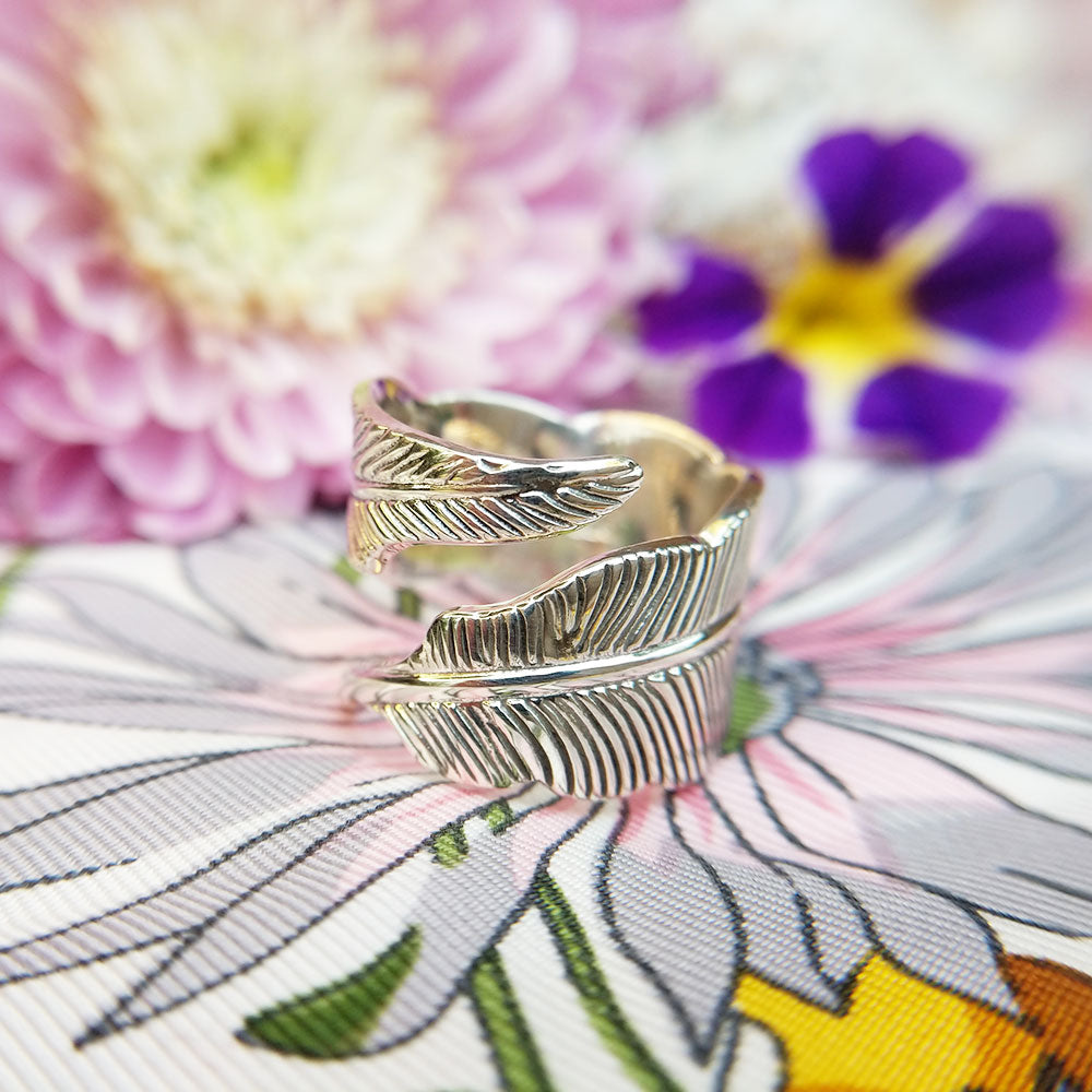 sterling silver feather ring