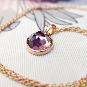 close up of amethyst necklace