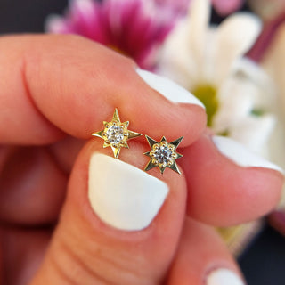 dainty gold star stud earrings