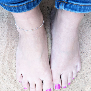 beaded silver anklet