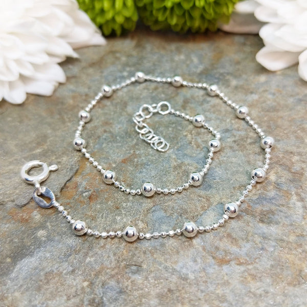 Silver anklets with on sale beads