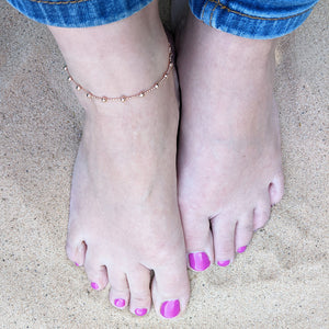 another view of rose gold anklet