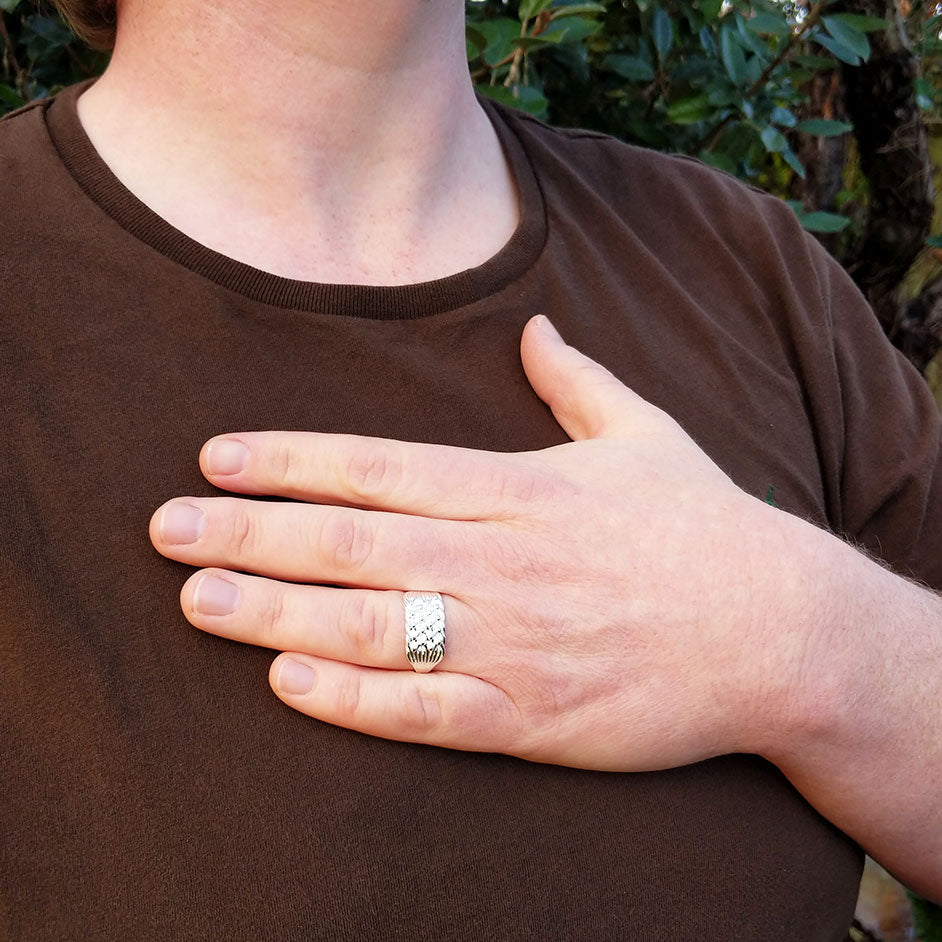 keeper ring on man's hand