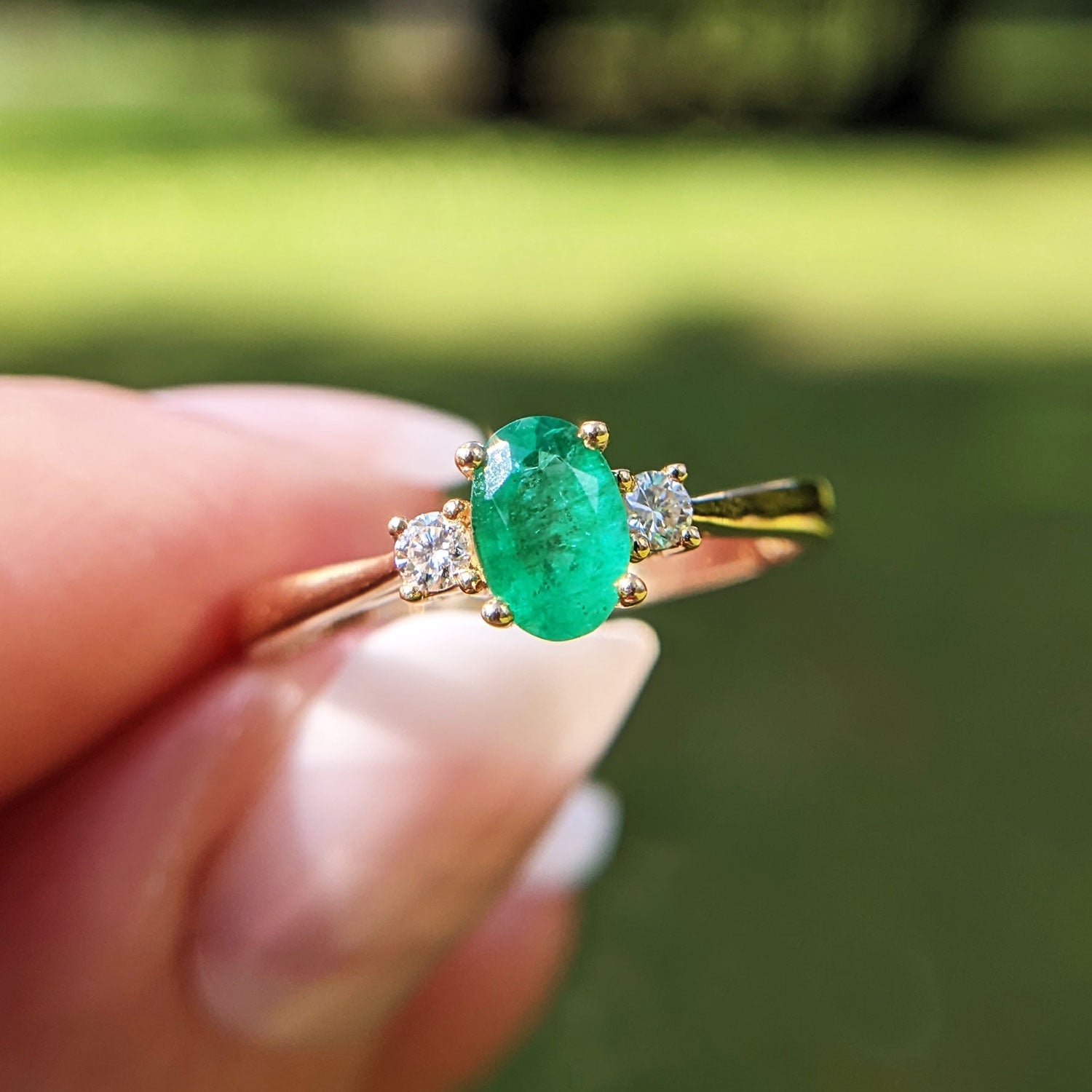Green Emerald Ring, Unheated Panna Gemstone Ring - Shraddha Shree Gems