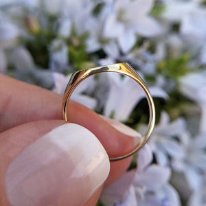 wide profile of solid gold signet ring