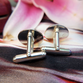 solid silver round cuff links