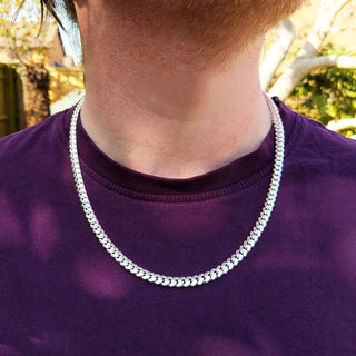 men's miami cuban curb chain on neck