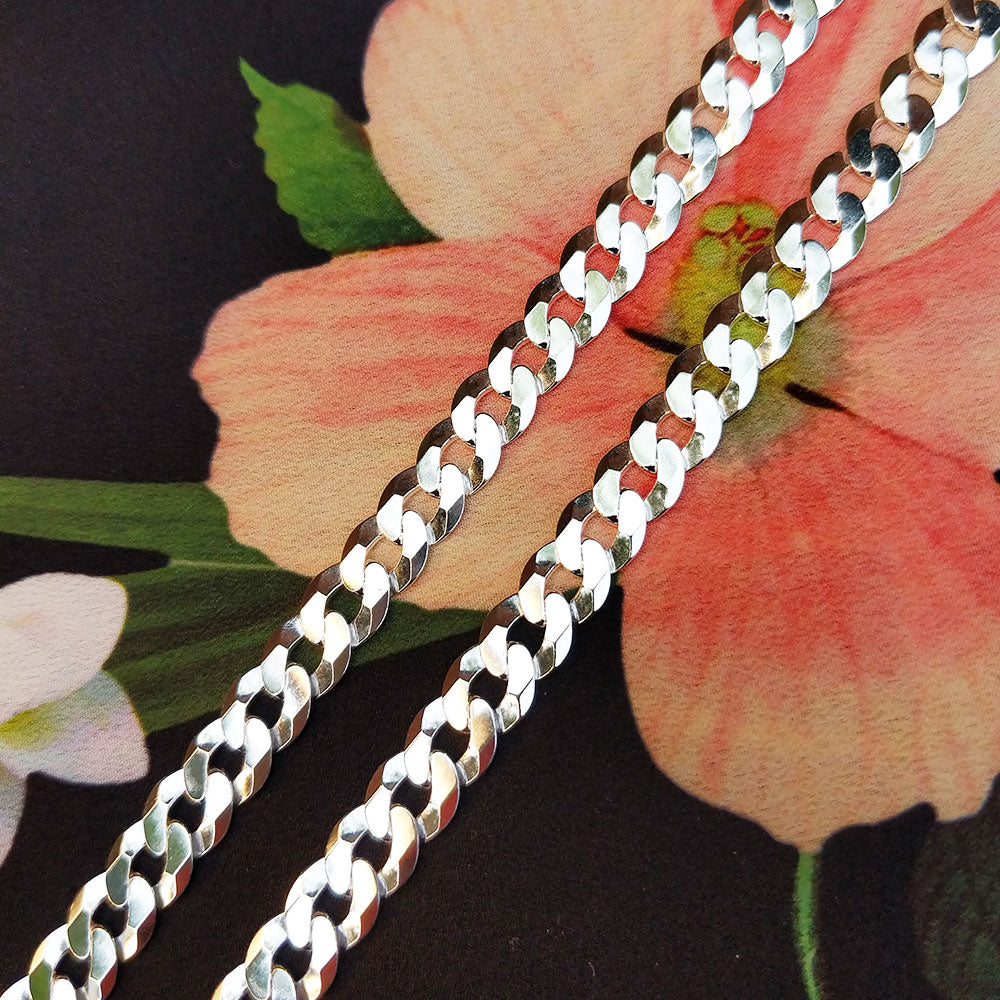 7mm wide sterling silver curb chain