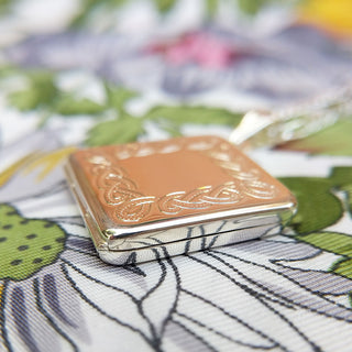 close up of sterling silver photo locket