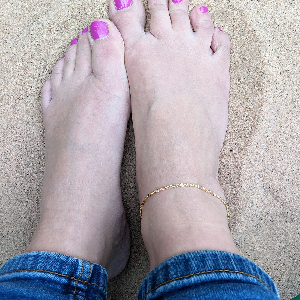 ladies singapore chain gold anklet