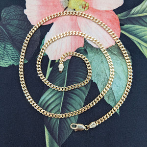 italian made curb chain in 9ct gold for men women