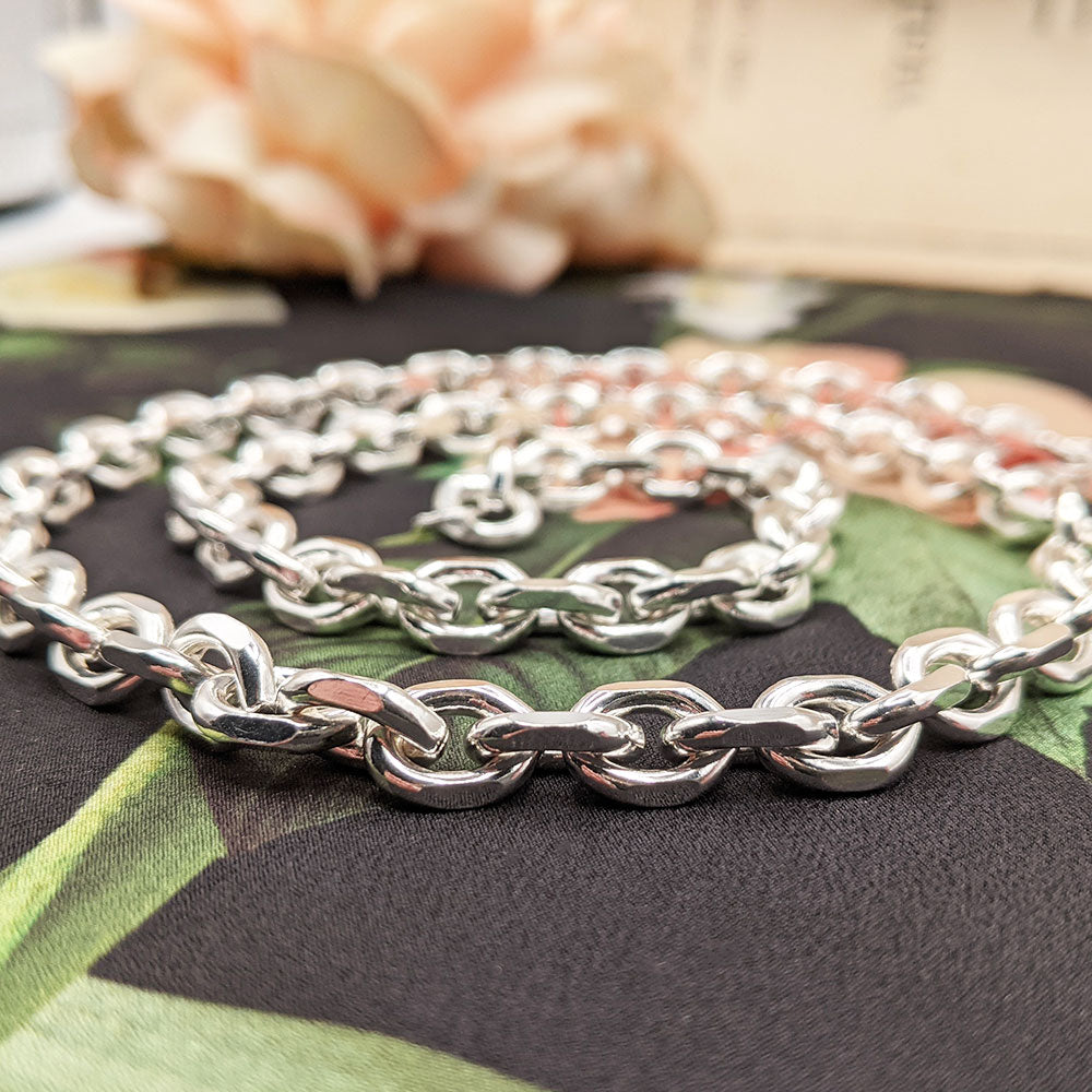 Massive Men's 26 INCH Belcher Chain Cast In 925 Plain Link Sterling Silver 467g 22 X 10mm Link Fully Hallmarked - Foto 11