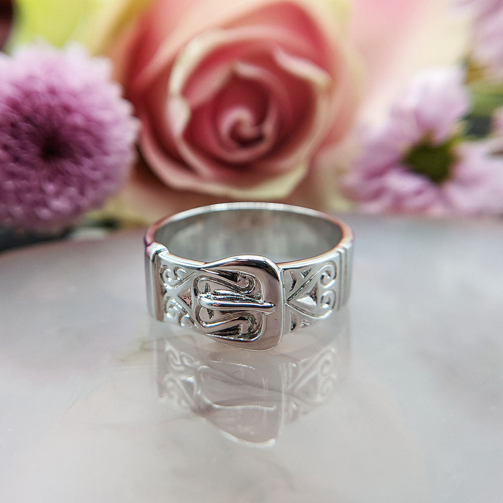 gents silver buckle ring