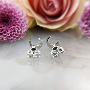 dainty silver moon stud earrings