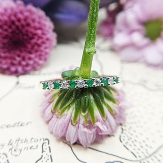 emerald and diamond stacking ring