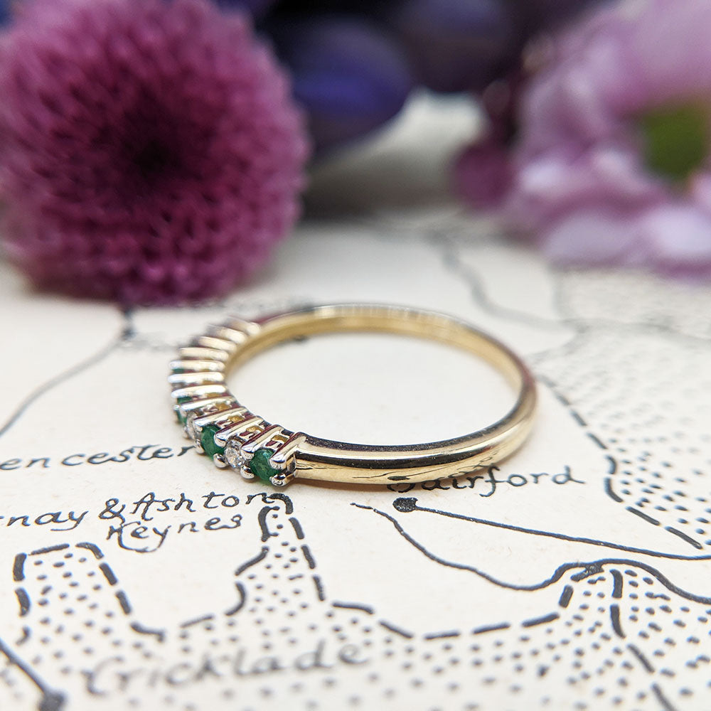 dainty emerald stacking ring