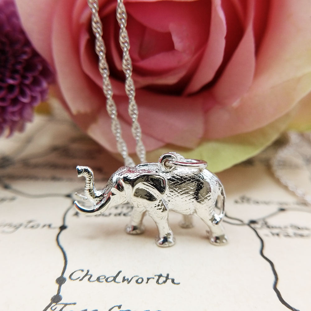solid silver elephant charm with full UK hallmarks