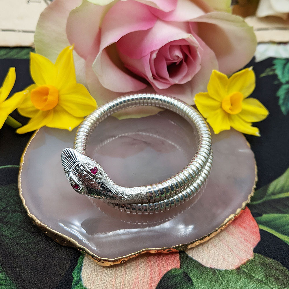 Spiral Snake Bangle Bracelet in Gold | Uncommon James