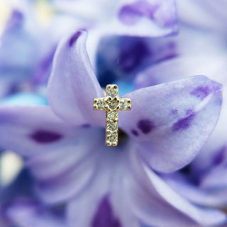 dainty cross helix earring with cz