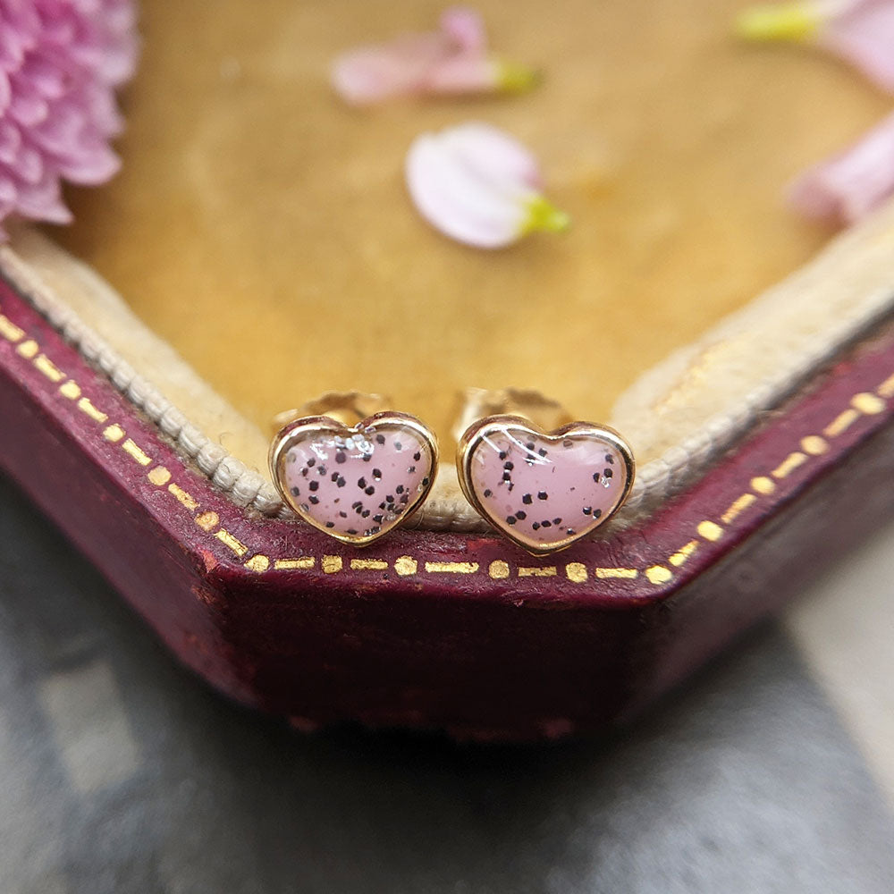 kids dainty pink heart earrings