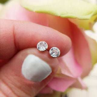 rose gold cz stud earrings