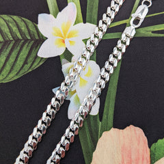 Silver miami cuban hot sale link chain