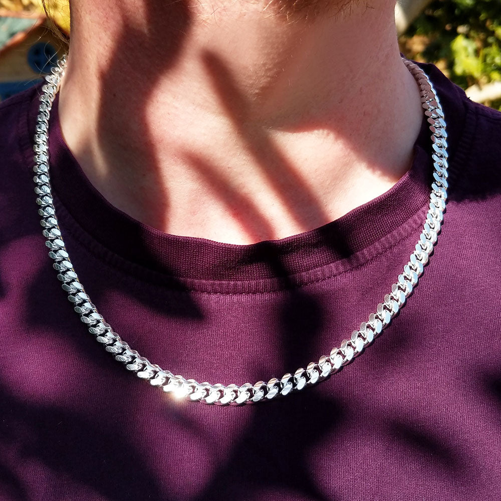 Miami Cuban chain on man's neck