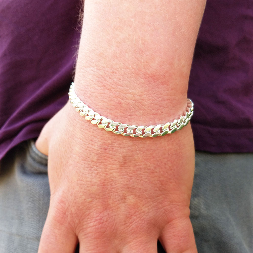 solid silver cuban curb bracelet 8.25 inches