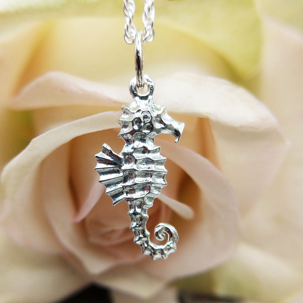 solid sterling silver seahorse charm