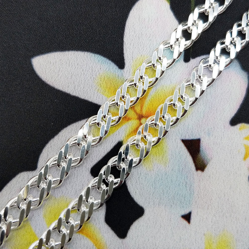 solid sterling silver double curb chain