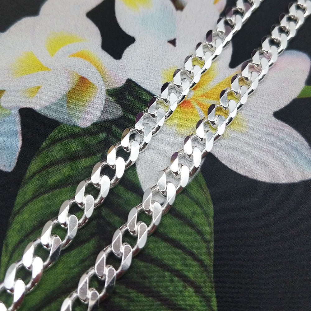 men&#39;s silver curb chain necklace