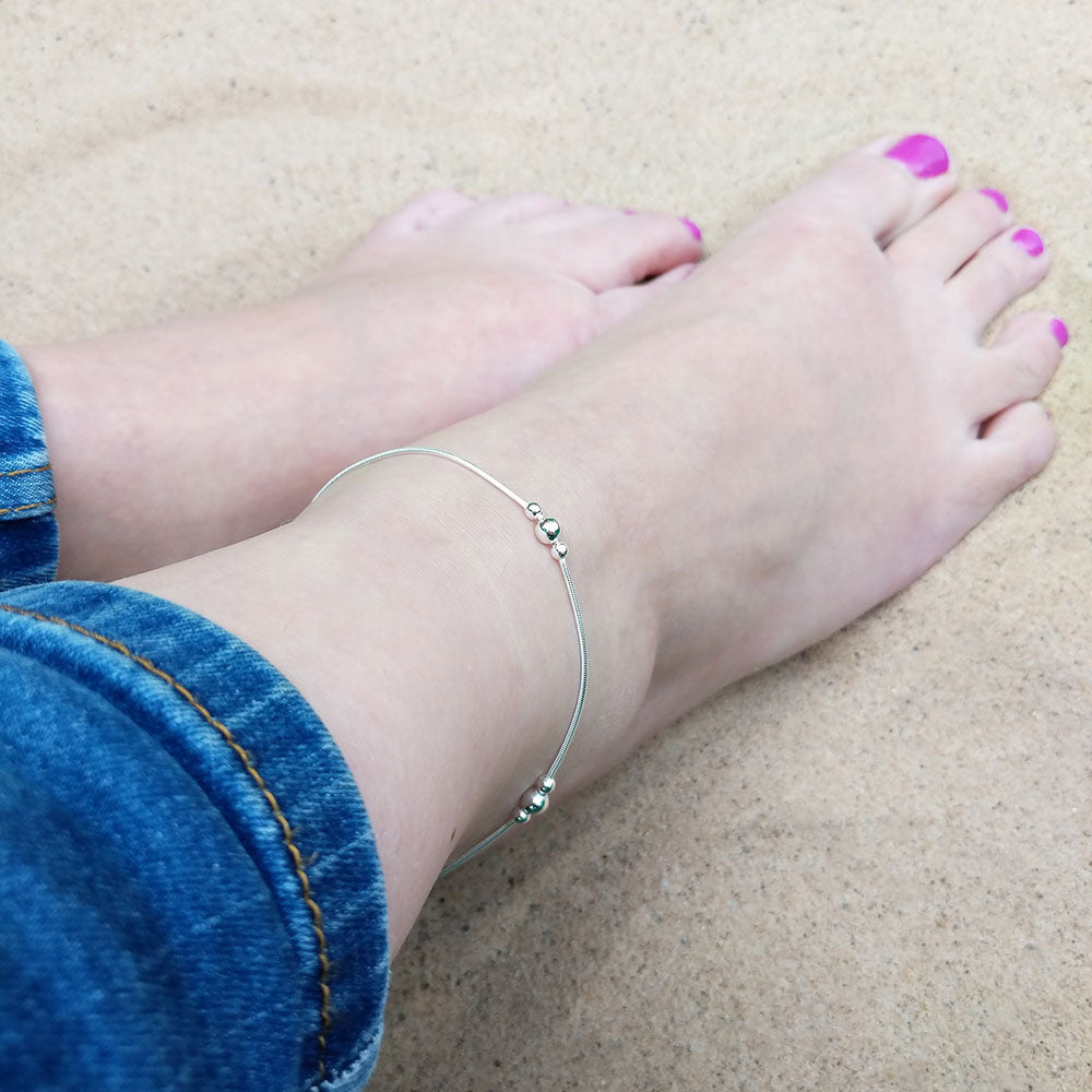 women's snake chain anklet in sterling silver