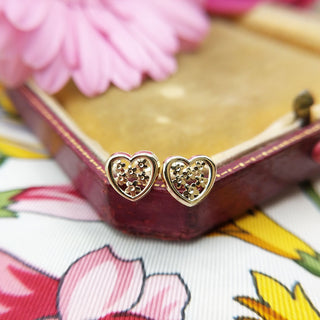 women's 9ct gold heart studs