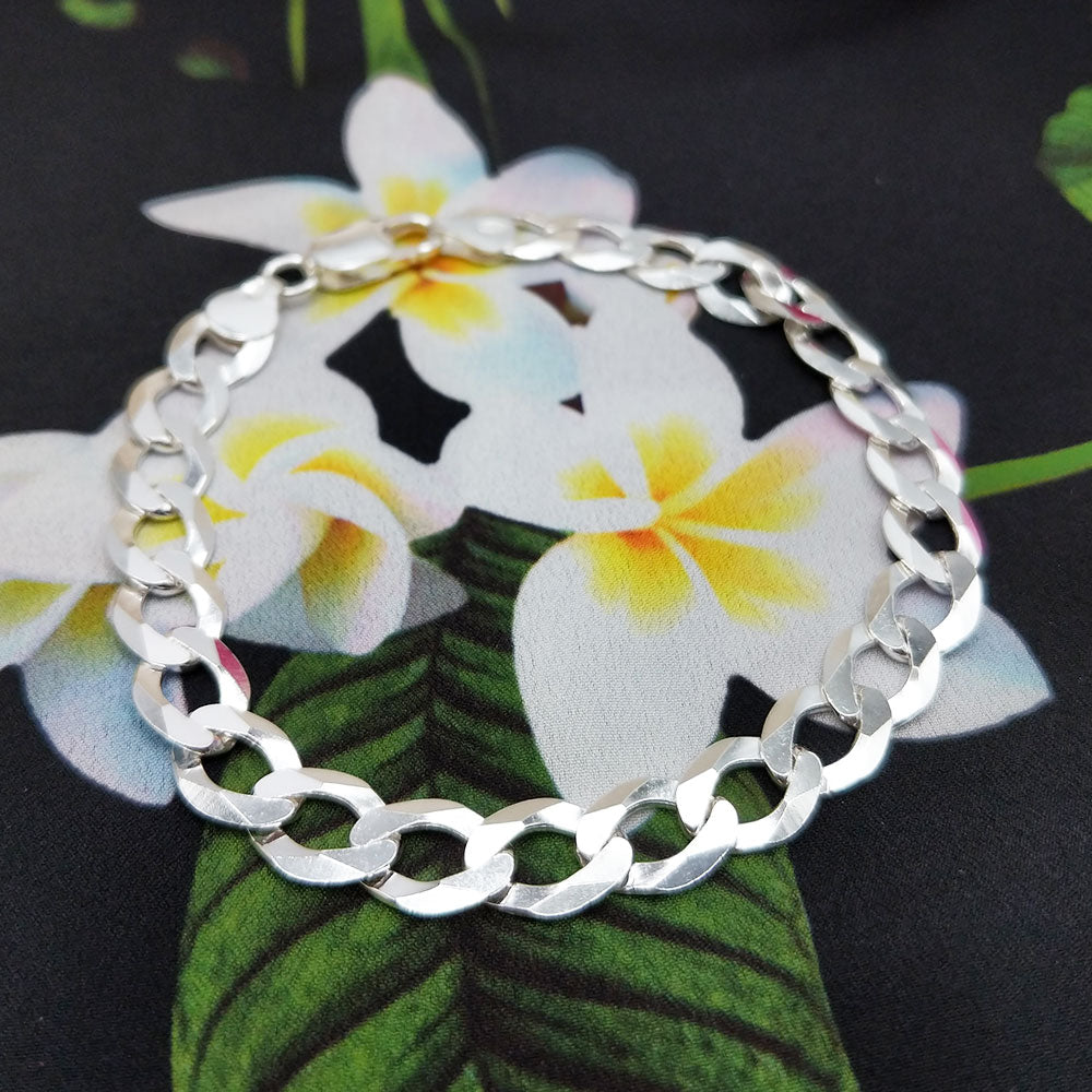 another view of silver curb bracelet